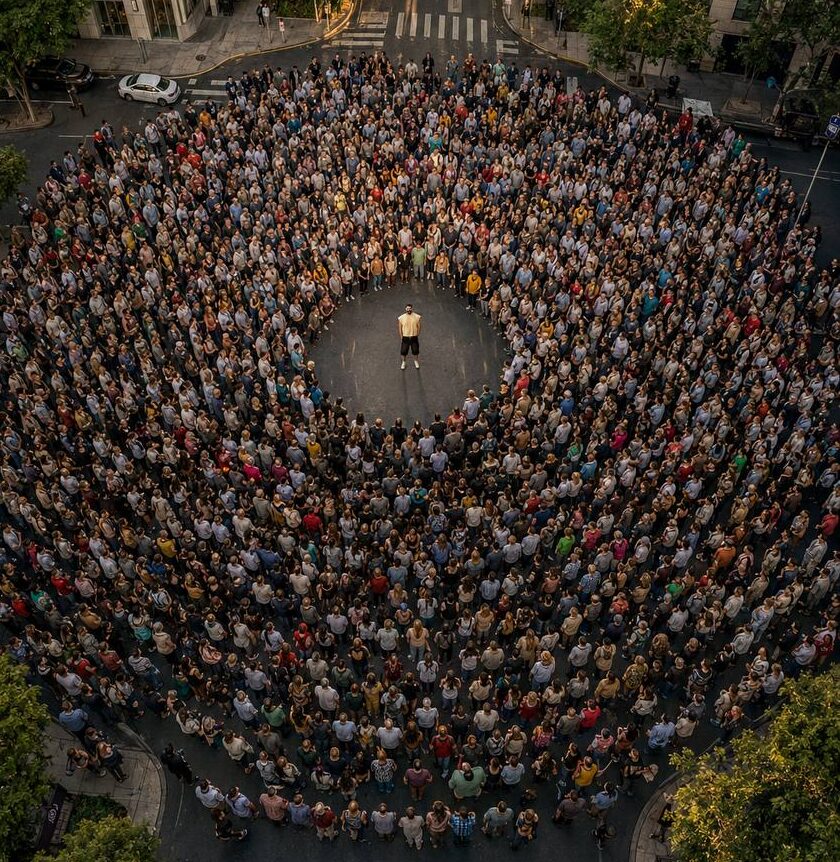 Viral Ai Image the number of followers showing as human around you