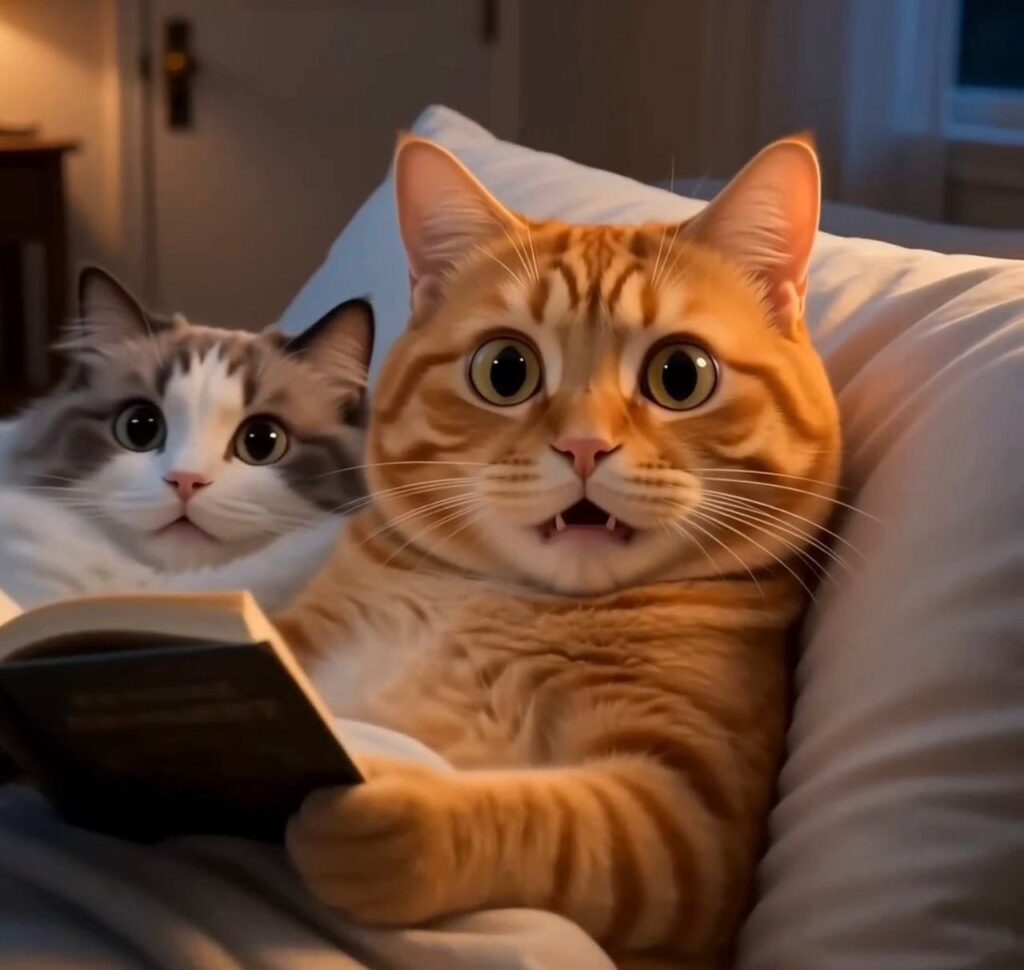Viral Ai Video Prompts Cute Cat and owner opens the door hiding